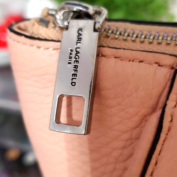 KARL LAGERFELD PINK PEBBLE LEATHER SATCHEL BAG - Picture 5 of 17